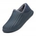 Men Pure Color Round Head Soft Plush Warm Thick  soled Non  slip With Heel Home Cotton Slippers